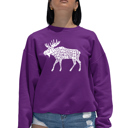 Pink Small Moose - Women's Word Art Crewneck Sweatshirt