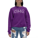 Pink Medium Omg - Women's Word Art Crewneck Sweatshirt