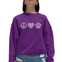 Pink Medium Peace Love Cats - Women's Word Art Crewneck Sweatshirt
