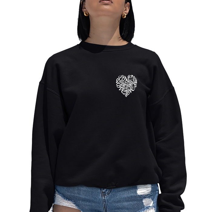 Cursive Heart - Women's Word Art Crewneck Sweatshirt