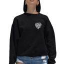 Black XL Cursive Heart - Women's Word Art Crewneck Sweatshirt
