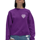 Pink Large Cursive Heart - Women's Word Art Crewneck Sweatshirt
