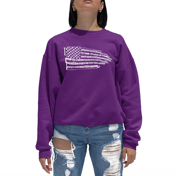 Pledge Of Allegiance Flag - Women's Word Art Crewneck Sweatshirt
