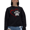 Black Small Paw Heart - Women's Word Art Crewneck Sweatshirt
