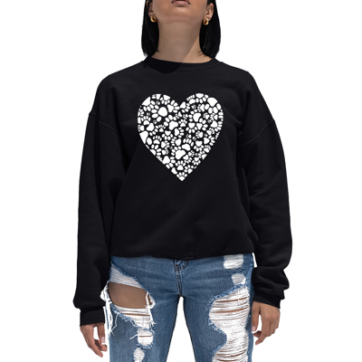 Paw Prints Heart - Women's Word Art Crewneck Sweatshirt