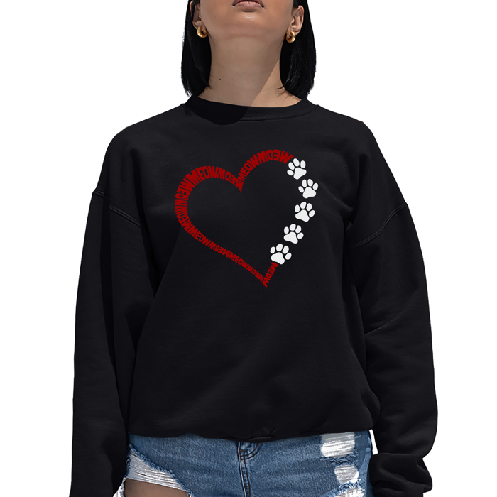 Meow Heart - Women's Word Art Crewneck Sweatshirt