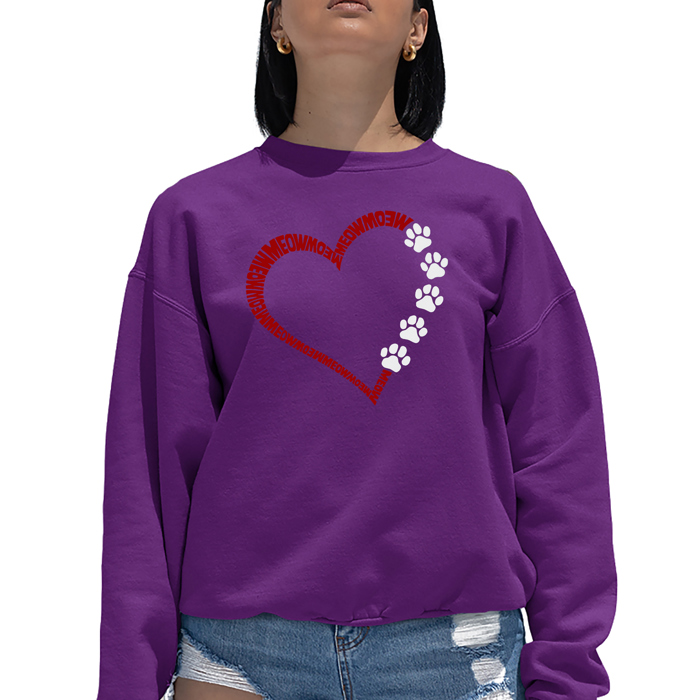 Meow Heart - Women's Word Art Crewneck Sweatshirt