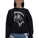 Black Large Women's Word Art Crewneck Sweatshirt - Grim Reaper