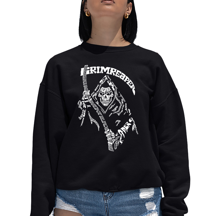 Women's Word Art Crewneck Sweatshirt - Grim Reaper