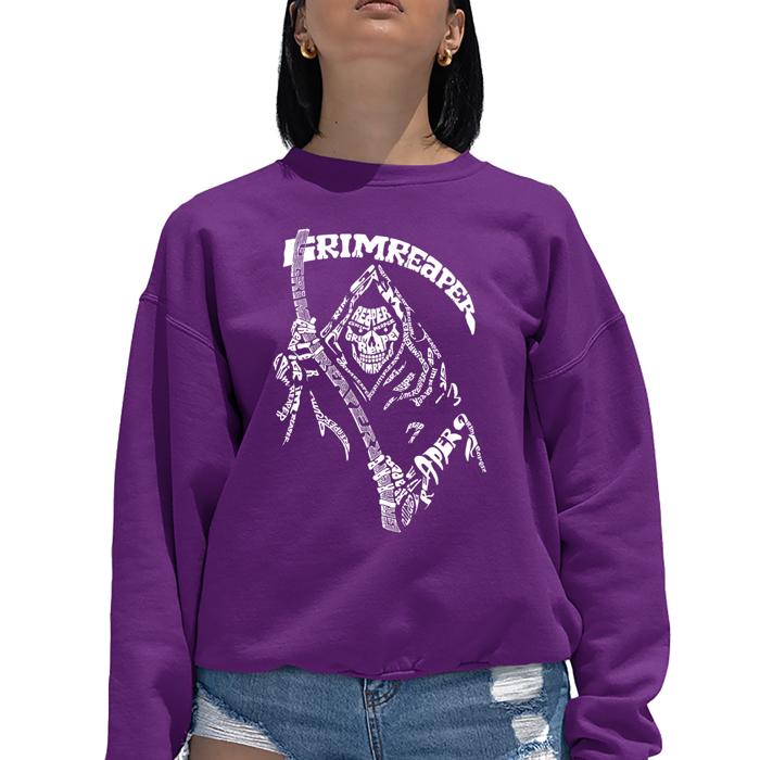 Women's Word Art Crewneck Sweatshirt - Grim Reaper
