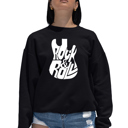 Black Small Rock And Roll Guitar - Women's Word Art Crewneck Sweatshirt