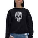 Black Large Rock n Roll Skull - Women's Word Art Crewneck Sweatshirt