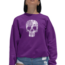 Pink Small Rock n Roll Skull - Women's Word Art Crewneck Sweatshirt