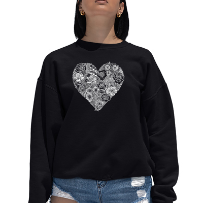 Heart Flowers - Women's Word Art Crewneck Sweatshirt