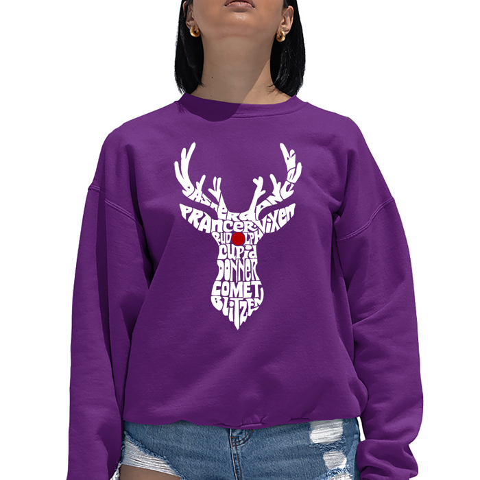 Women's Word Art Crewneck Sweatshirt - Santa's Reindeer