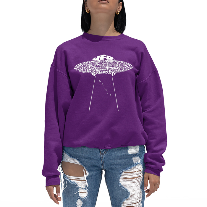 Flying Saucer Ufo - Women's Word Art Crewneck Sweatshirt