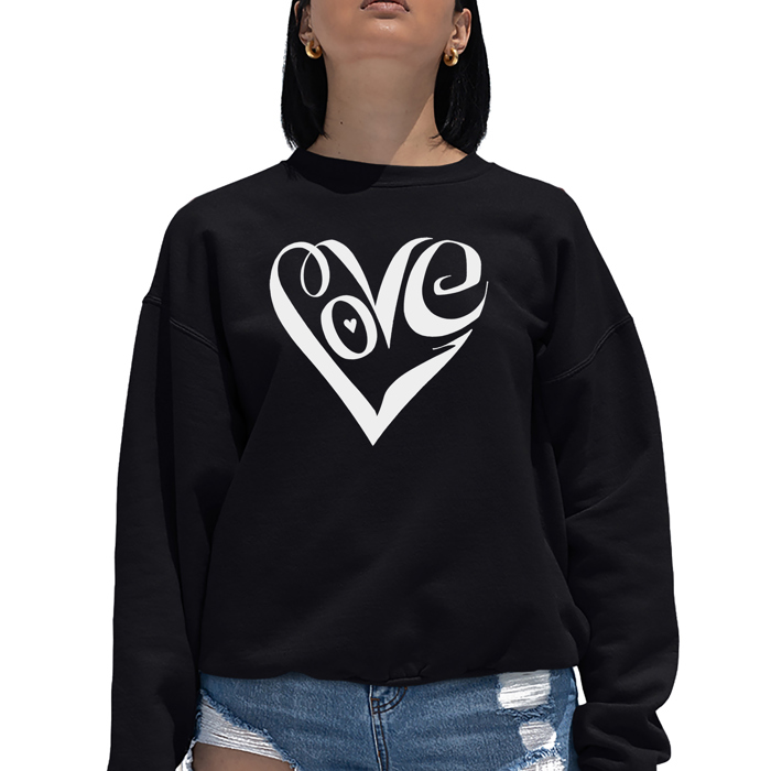 Script Love Heart - Women's Word Art Crewneck Sweatshirt