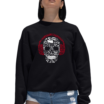 Music Notes Skull - Women's Word Art Crewneck Sweatshirt