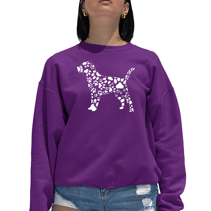 Dog Paw Prints - Women's Word Art Crewneck Sweatshirt