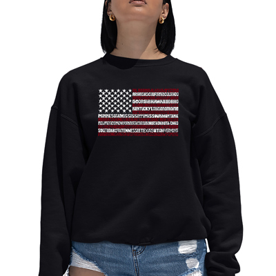 50 States Usa Flag - Women's Word Art Crewneck Sweatshirt
