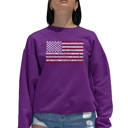 Pink Large 50 States Usa Flag - Women's Word Art Crewneck Sweatshirt
