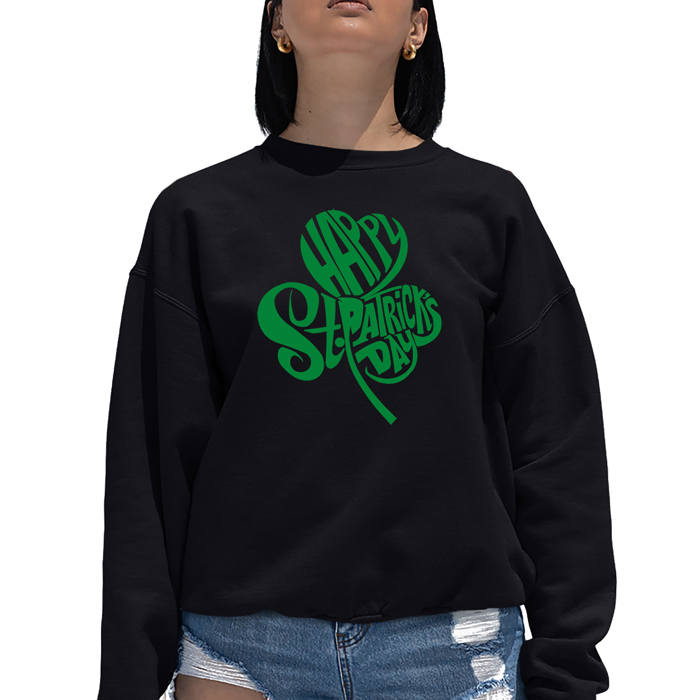 St. Patrick'S Day Shamrock - Women's Word Art Crewneck Sweatshirt
