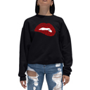 Black Medium Savage Lips - Women's Word Art Crewneck Sweatshirt