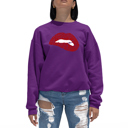 Pink Small Savage Lips - Women's Word Art Crewneck Sweatshirt
