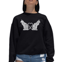 Black Large Cat Tail Hearts - Women's Word Art Crewneck Sweatshirt