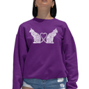 Pink XXXL Cat Tail Hearts - Women's Word Art Crewneck Sweatshirt