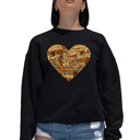 Black Small Thanksgiving Heart - Women's Word Art Crewneck Sweatshirt