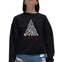 Black Medium Paw Christmas Tree - Women's Word Art Crewneck Sweatshirt
