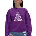 Pink Small Paw Christmas Tree - Women's Word Art Crewneck Sweatshirt