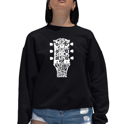 Guitar Head Music Genres - Women's Word Art Crewneck Sweatshirt
