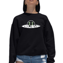 Black XL Believe UFO - Women's Word Art Crewneck Sweatshirt