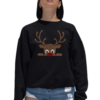 Peeking Reindeer - Women's Word Art Crewneck Sweatshirt