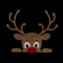  Peeking Reindeer - Women's Word Art Crewneck Sweatshirt