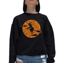 Black Medium Women's Word Art Crewneck Sweatshirt - Spooky Witch