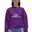 Pink Small Peeking Witch Cat - Women's Word Art Crewneck Sweatshirt