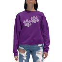 Pink Large Woof Paw Prints - Women's Word Art Crewneck Sweatshirt
