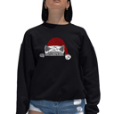 Black XXL Christmas Peeking Cat - Women's Word Art Crewneck Sweatshirt