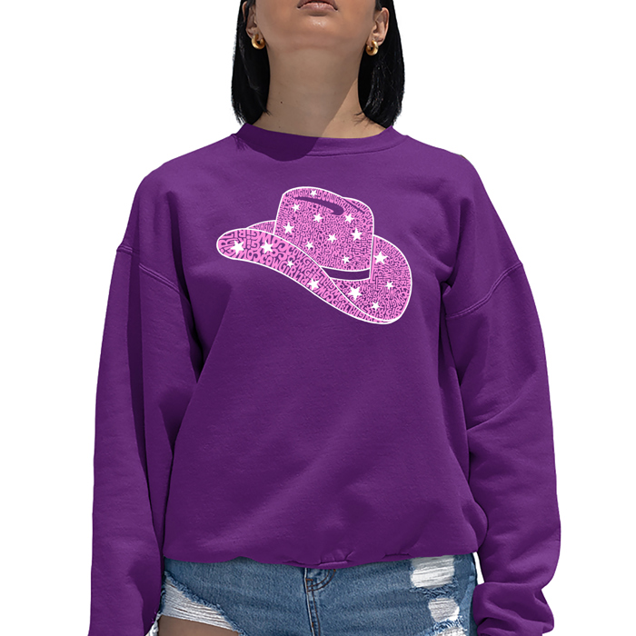 Cowgirl Hat - Women's Word Art Crewneck Sweatshirt