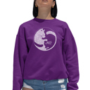 Pink Large Yin Yang Cat - Women's Word Art Crewneck Sweatshirt