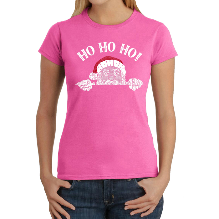 Peeking Santa - Women's Word Art T-Shirt