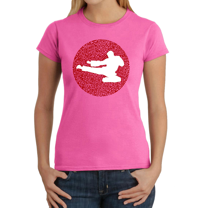 Women's Word Art T-Shirt -Types of Martial Arts