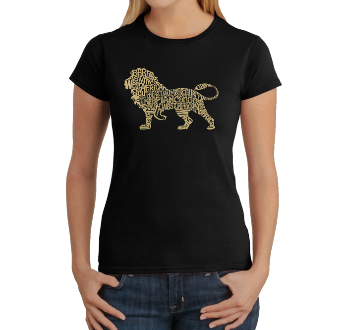 Women's Word Art T-Shirt - Lion