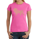 Pink Small Women's Word Art T-Shirt - Lion