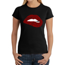 Black Small Brooklyn Lips - Women's Word Art T-Shirt