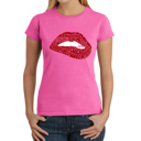 Pink Small Brooklyn Lips - Women's Word Art T-Shirt