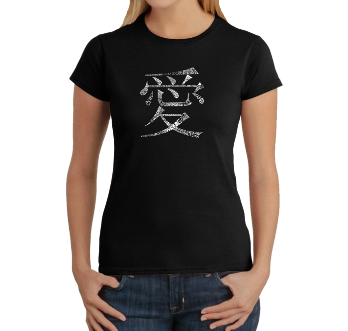 Women's Word Art T-Shirt - The Word Love in 44 Languages